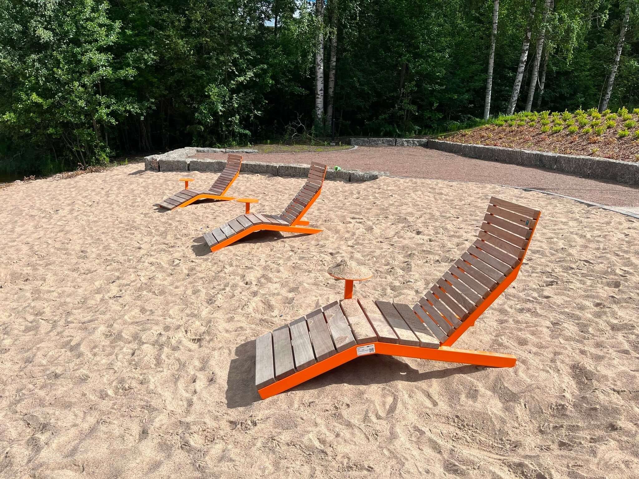 Taavetin uimaranta, Luumäki - City roska-astia, Rivage aurinkotuolit