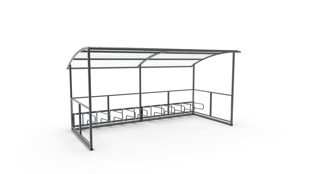 Basic - pyöräkatos 4,7 m, CubiQ std - pyörätelineet, 10 pp, pinta - asennus - Lehtovuori