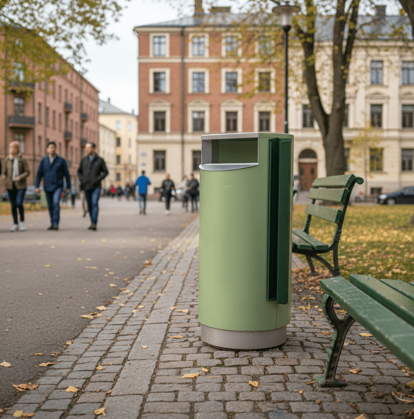 Panttiputki, pullojen ja tölkkien kierrätysastia P221345K-ral9010 - Lehtovuori