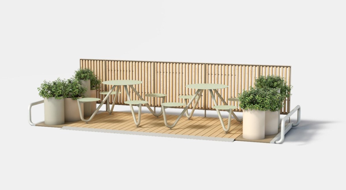 Parklet - terassiratkaisu mmcité Platform PLF101 - 108 - Lehtovuori