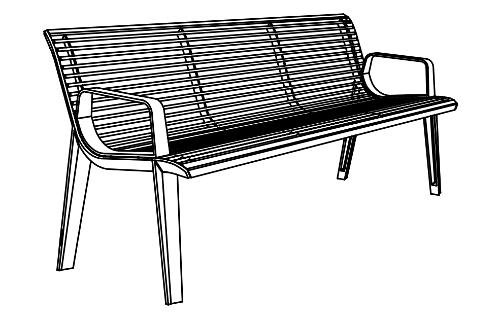 Puistonpenkki mmcité Emau EM256 EM256 - 052000 - ral1000 - Lehtovuori