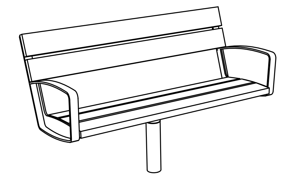 Puistonpenkki mmcité Intervera LVR - R158t LVR - R158 - 202000 - ral1000 - Lehtovuori