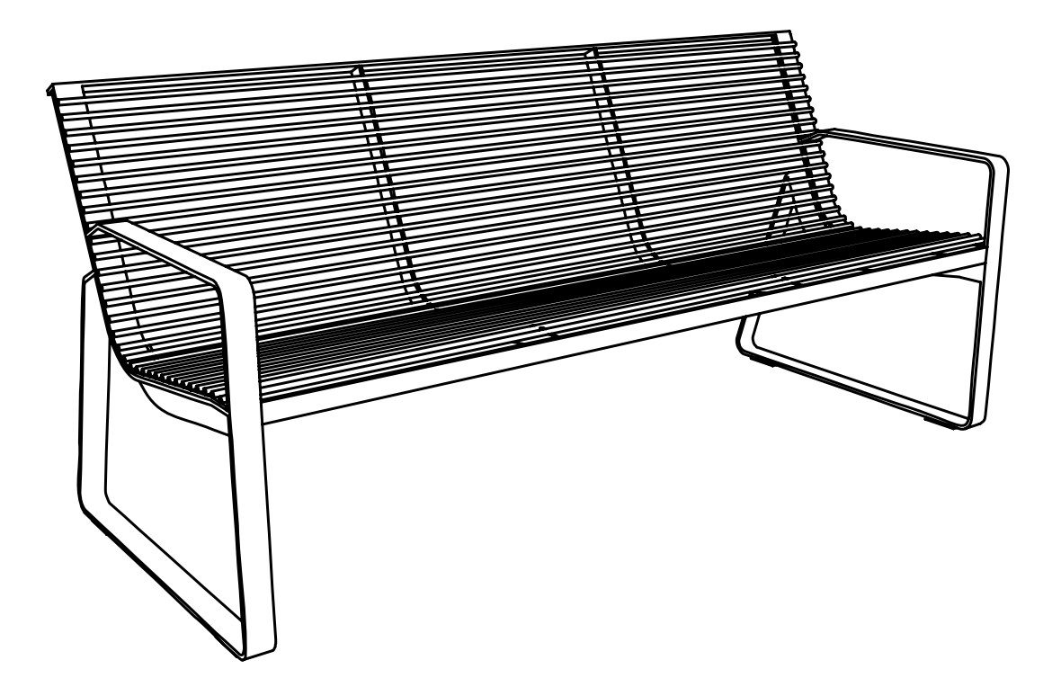 Puistonpenkki mmcité Preva Urbana LPU251 LPU251 - 002000 - ral1000 - Lehtovuori