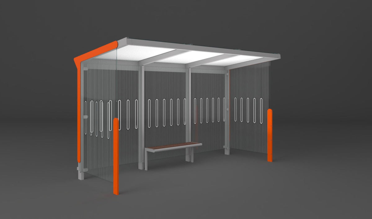 Pysäkkikatos Aureo AE310a - SS AE310a - SS - 202500 - ral1000 - Lehtovuori