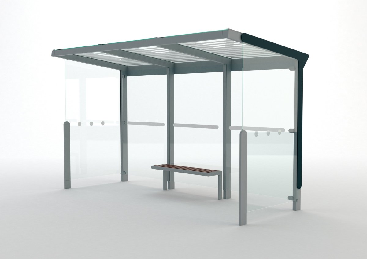 Pysäkkikatos mmcité Aureo AE310a - SS AE310a-SS-202500-ral1000 - Lehtovuori