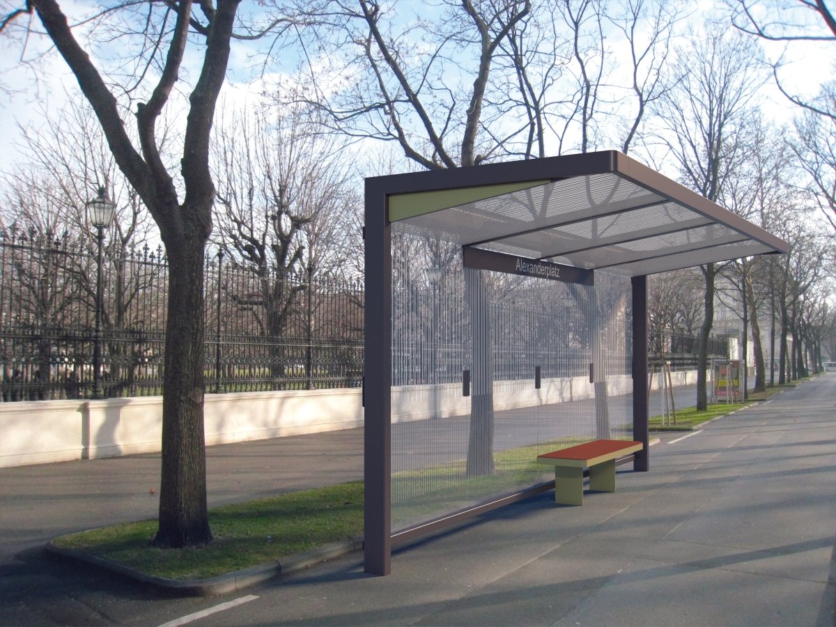 Pysäkkikatos mmcité Nubo NUB400 - SS NUB400 - SS - 202500 - ral1000 - Lehtovuori