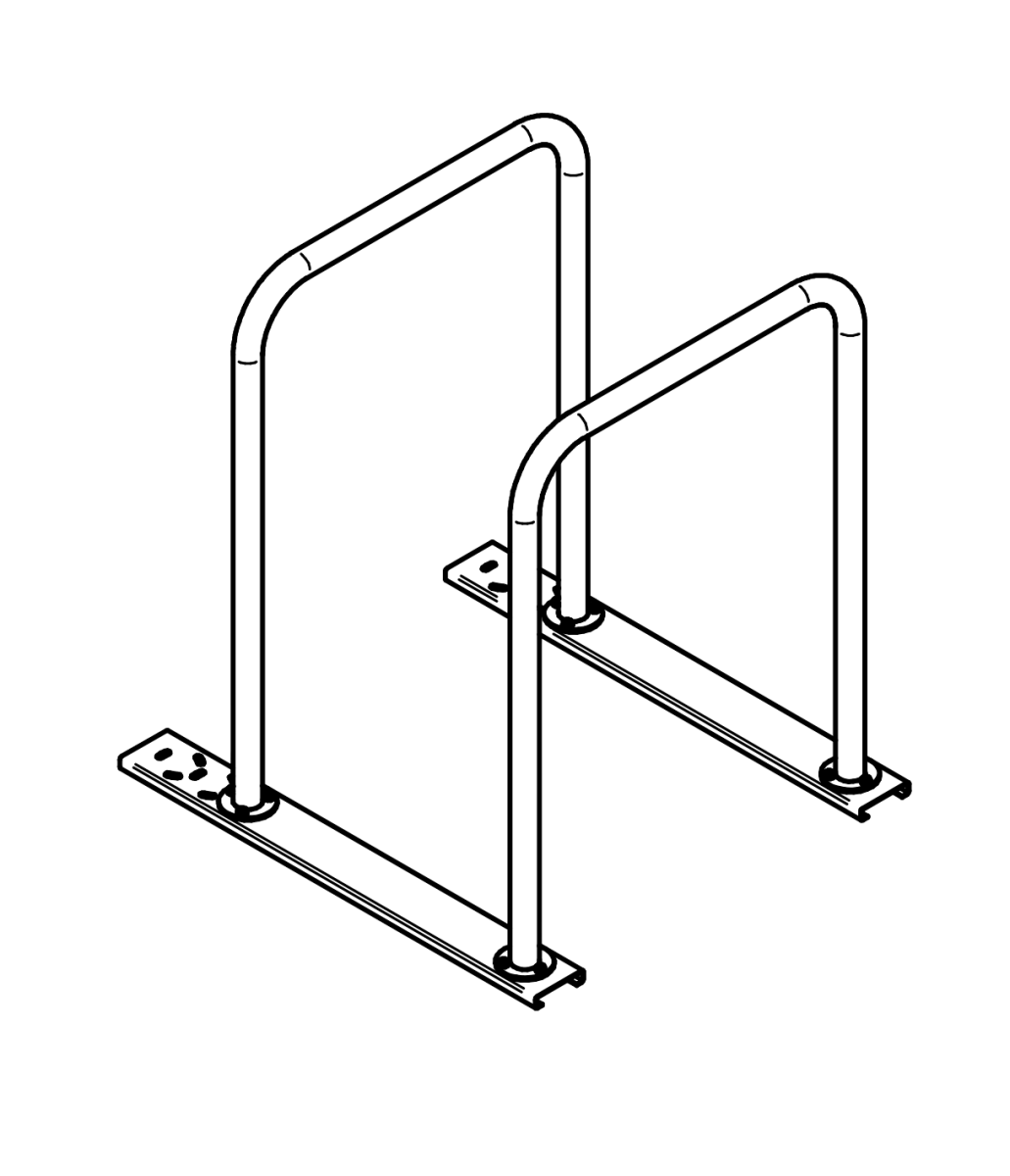 Runkolukittava pyöräteline U2, rst, L300K900, Kiskoasennus - Lehtovuori