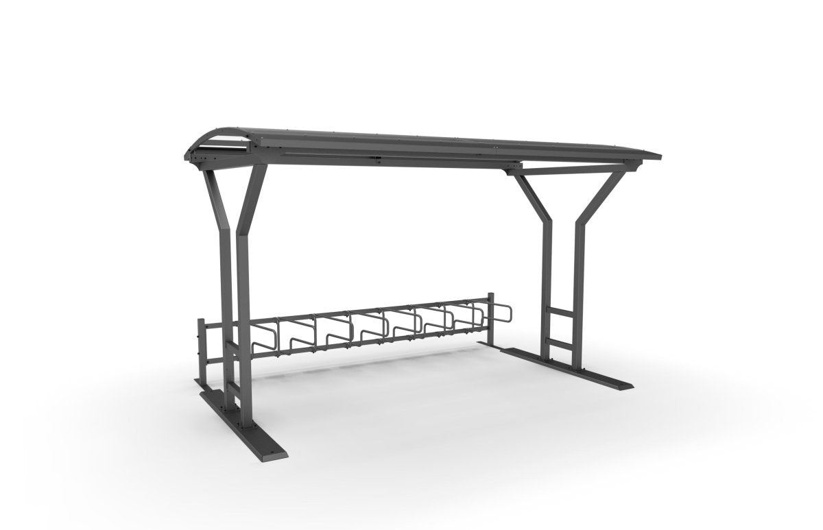 Vario 1 - pyöräkatos 4 m, 1 - puol CubiQ std - pyörätelineet, 8pp, pinta - asennus - Lehtovuori