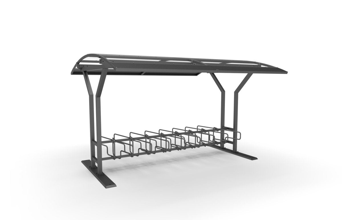 Vario 2 - pyöräkatos 4 m, 2 - puol CubiQ std - pyörätelineet, 16pp, pinta - asennus - Lehtovuori