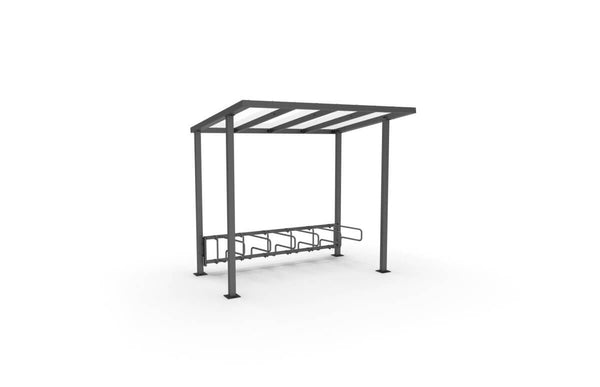 Pyöräkatos ViVa, 2,7 m, 1-puol CubiQ Std -pyörätelineet, 6pp, taka- ja etutolpilla, pinta-asennus