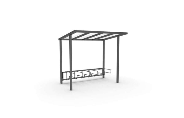 Pyöräkatos ViVa, 2,7 m, 1-puol CubiQ Std -pyörätelineet, 6pp, taka- ja etutolpilla, uppoasennus