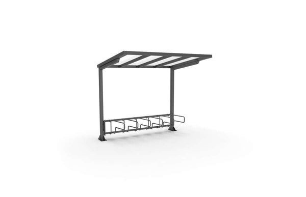 Pyöräkatos ViVa, 2,7 m, 1-puol CubiQ Std -pyörätelineet, 6pp, takatolpilla, pinta-asennus