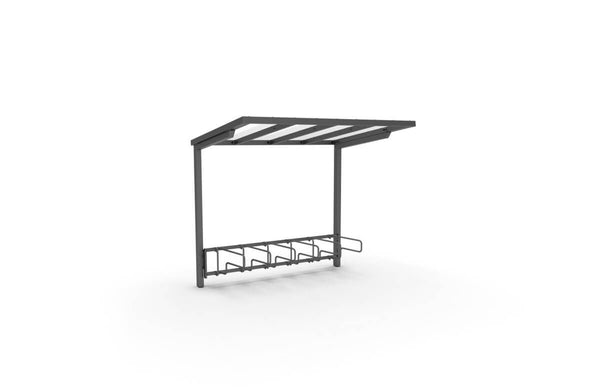 Pyöräkatos ViVa, 2,7 m, 1-puol CubiQ Std -pyörätelineet, 6pp, takatolpilla, uppoasennus